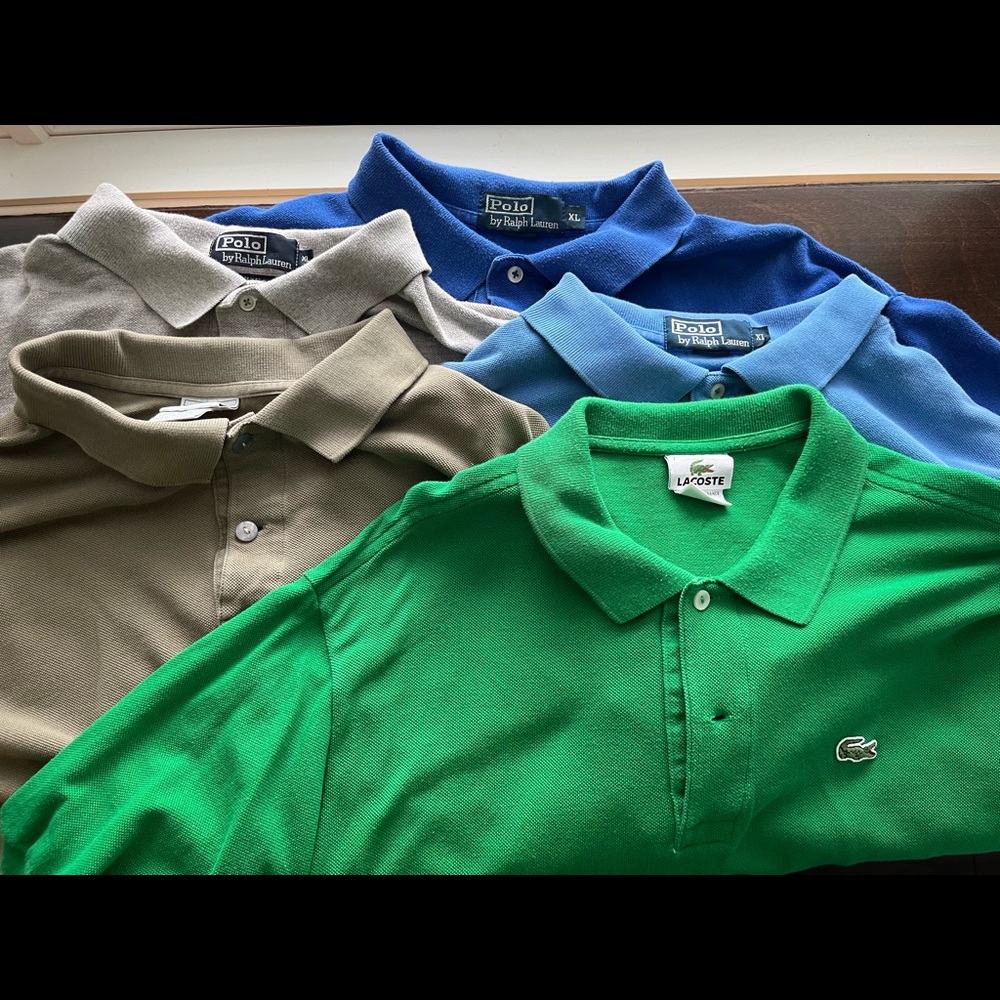 Lacoste and Ralph Lauren Polos - 5 total all XL